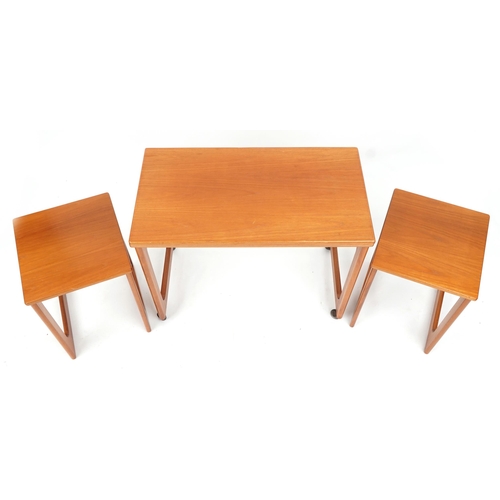 1080 - McIntosh, Mid century Scottish teak nest of three occasional tables with fold over top, 61cm H x 74c... 