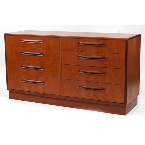 1058 - Mid century G Plan Fresco teak eight drawer chest, 76cm H x 142cm W x 44cm D