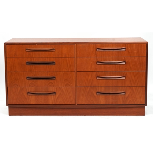 1058 - Mid century G Plan Fresco teak eight drawer chest, 76cm H x 142cm W x 44cm D