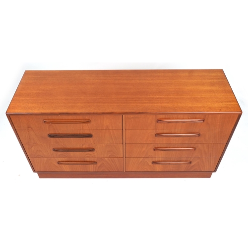 1058 - Mid century G Plan Fresco teak eight drawer chest, 76cm H x 142cm W x 44cm D