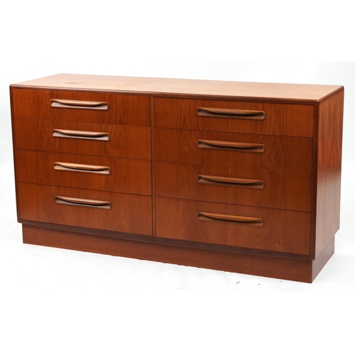 1057 - Mid century G Plan Fresco teak eight drawer chest, 76cm H x 142cm W x 44cm D