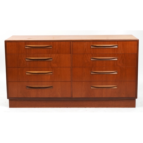 1057 - Mid century G Plan Fresco teak eight drawer chest, 76cm H x 142cm W x 44cm D