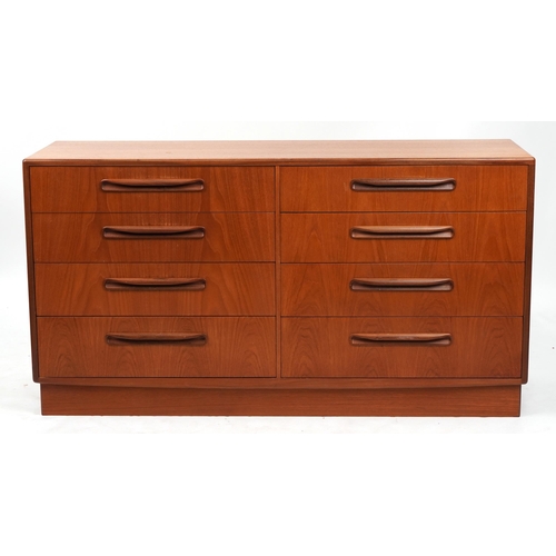 1117 - Mid century G Plan Fresco teak eight drawer chest, 76cm H x 142cm W x 44cm D