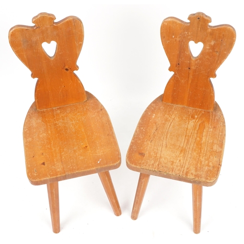 1099 - Pair of pine hall chairs, 83cm high