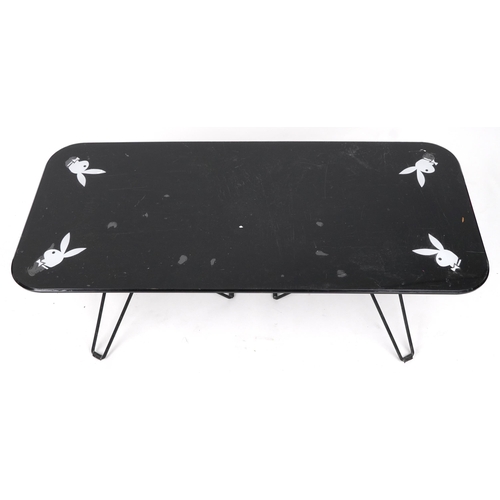 1014 - Rectangular Playboy glass top table, 45cm H x 125cm W x 56cm D, PROVENANCE: the Playboy Club, Park L... 