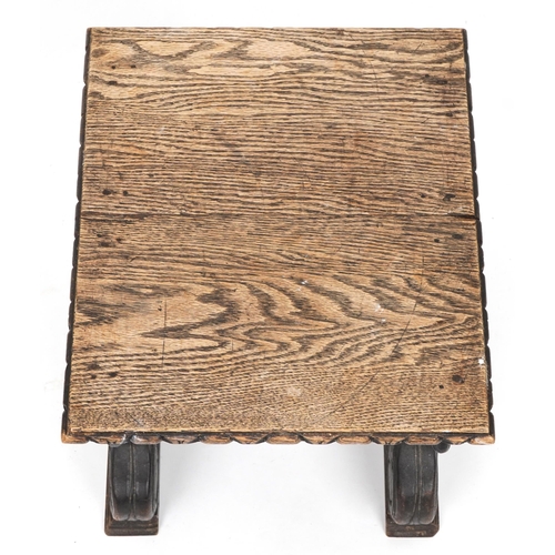 1061 - Antique carved oak occasional stool, 40cm H x 40cm W x 35cm D