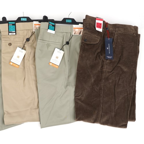 629 - Six pairs of as new gentlemen's trousers including Marks & Spencer and Blue Harbour, sizes 34 inch a... 