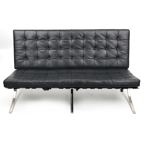 1008 - Chrome Barcelona settee with lift off cushions, designed by Ludwig Mies Van Der Rohe and Lilly Reich... 