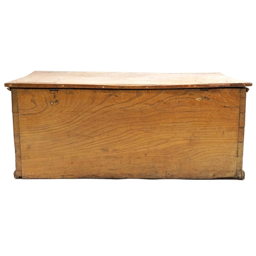 1037 - Antique pine blanket box with hinged lid, 35cm H x 86cm W x 51cm D