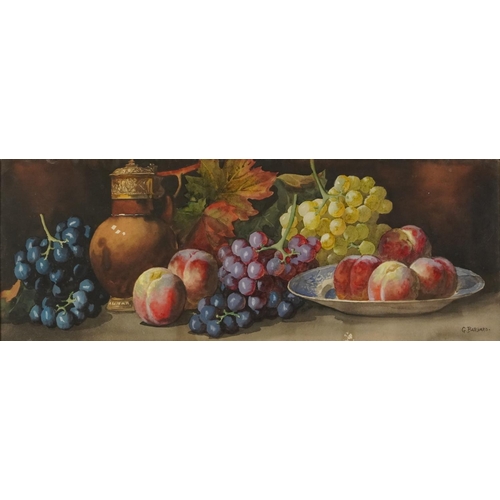 201 - Giovanni Barbaro - Still life fruit and vessels, pair of Italian watercolours, glazed, each housed i... 