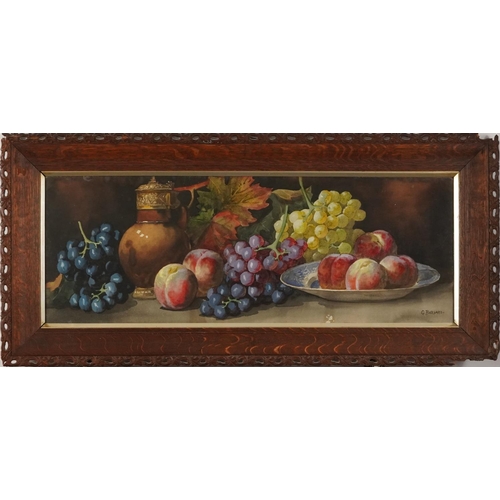 201 - Giovanni Barbaro - Still life fruit and vessels, pair of Italian watercolours, glazed, each housed i... 