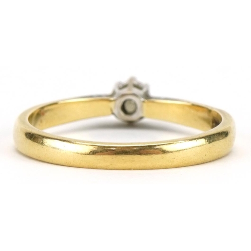 2088 - 18ct gold diamond solitaire ring, the diamond approximately 0.20 carat, size N/O, 3.2g