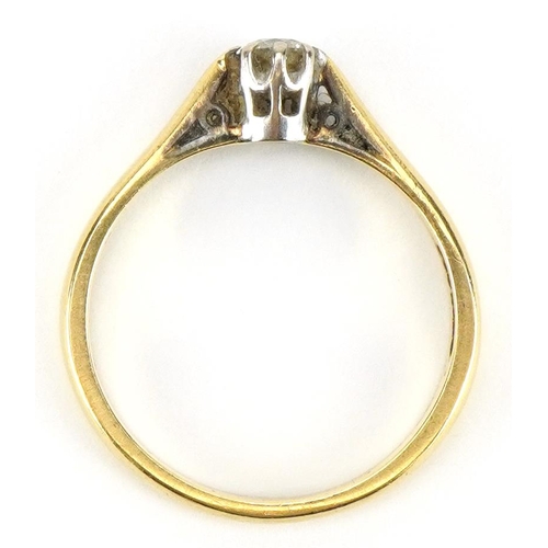 2088 - 18ct gold diamond solitaire ring, the diamond approximately 0.20 carat, size N/O, 3.2g