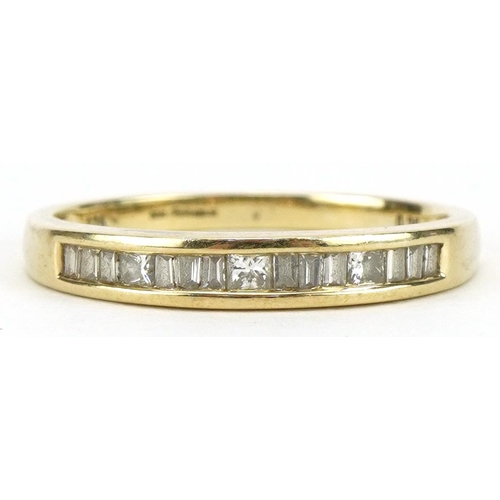 2112 - 9ct gold diamond half eternity ring, the band stamped 0.25 carat, size N, 1.6g