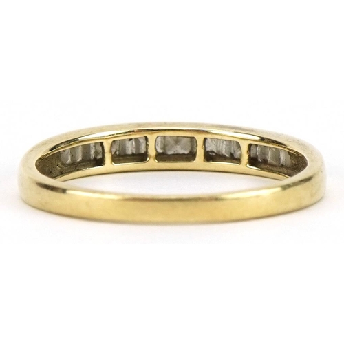 2112 - 9ct gold diamond half eternity ring, the band stamped 0.25 carat, size N, 1.6g