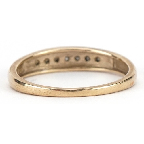 2283 - 9ct gold diamond half eternity ring, size O/P, 1.9g