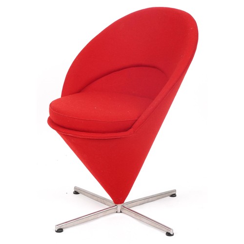 1064 - Contemporary cone chair in the style of Vitra with stainless steel swivel base, 82cm high