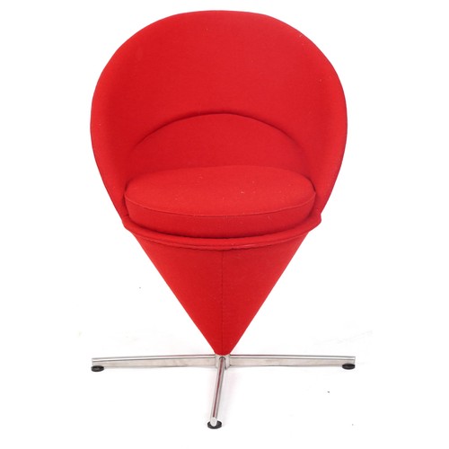 1064 - Contemporary cone chair in the style of Vitra with stainless steel swivel base, 82cm high