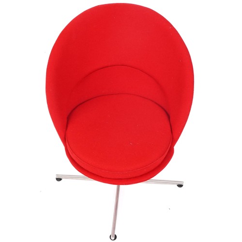 1064 - Contemporary cone chair in the style of Vitra with stainless steel swivel base, 82cm high