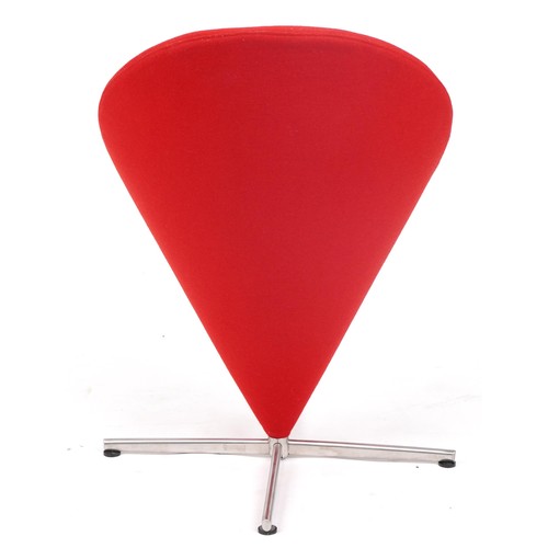 1064 - Contemporary cone chair in the style of Vitra with stainless steel swivel base, 82cm high