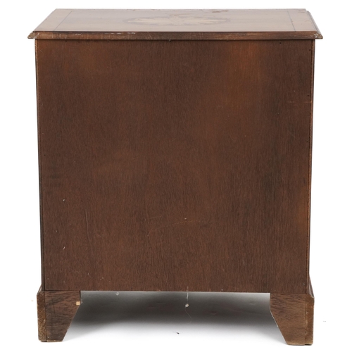 1100 - Inlaid mahogany and walnut five drawer chest, 72cm H x 63cm W x 40cm D