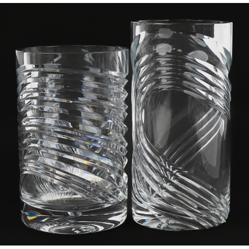 520 - Two Scandinavian heavy clear art glass vases, the largest 23.5cm high