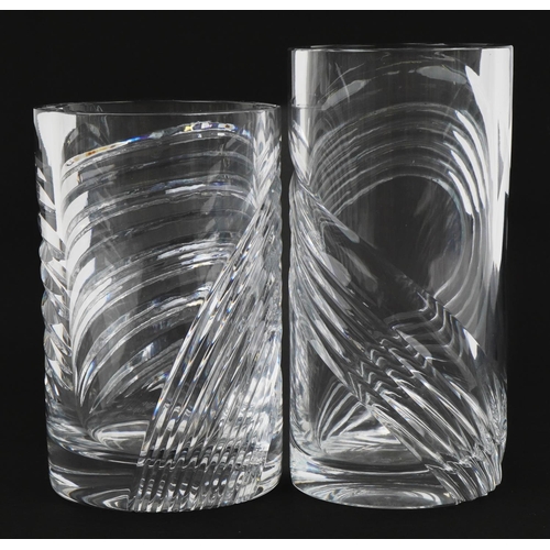 520 - Two Scandinavian heavy clear art glass vases, the largest 23.5cm high