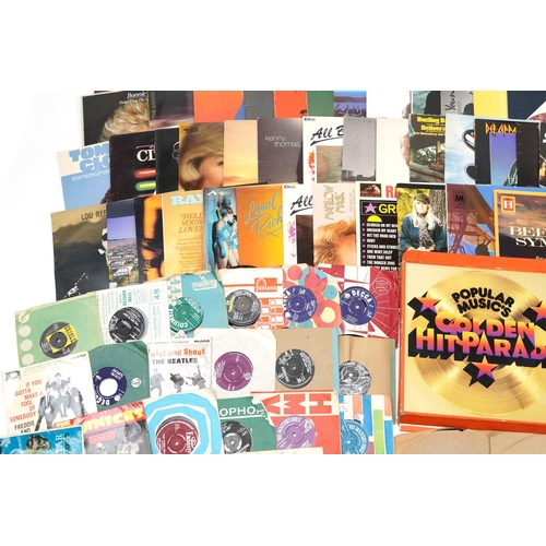 684 - Vinyl LP records and 45rpm records including Tommy Steele, The Carpenters, Abba, The Police, Chas & ... 