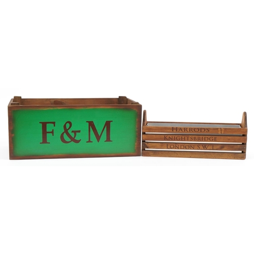 1367 - Two wooden advertising crates, the largest 18cm H x 44cm W x 24.5cm D