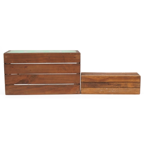 1367 - Two wooden advertising crates, the largest 18cm H x 44cm W x 24.5cm D