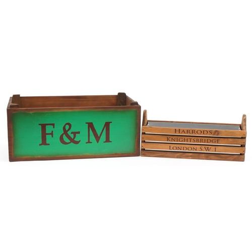 1274 - Two wooden advertising crates, the largest 18cm H x 44cm W x 24.5cm D