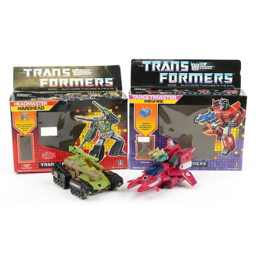 1480 - Two 1980s The Transformers vehicles with boxes by Hasbro comprising Targetmaster Misfire and Headmas... 