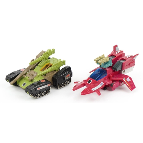 1480 - Two 1980s The Transformers vehicles with boxes by Hasbro comprising Targetmaster Misfire and Headmas... 