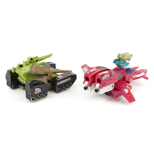 1480 - Two 1980s The Transformers vehicles with boxes by Hasbro comprising Targetmaster Misfire and Headmas... 