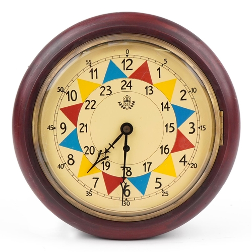 1544 - RAF design fusee wall clock with painted dial, 33cm in diameter