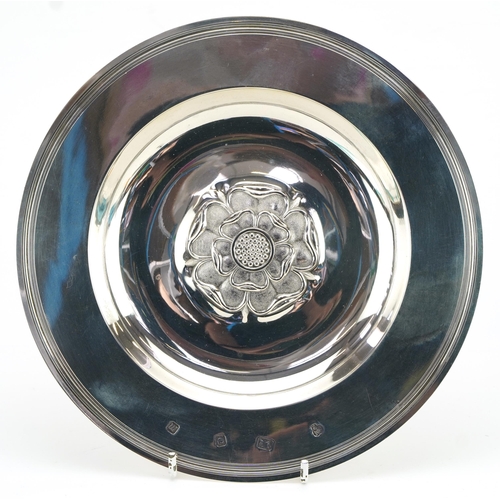 172 - Elizabeth II, circular silver Tudor Rose dish, indistinct maker's mark London 1967, 20.5cm in diamet... 