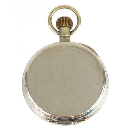 136 - Gentlemen's open face Goliath pocket watch with enamelled dial housed in a silver mounted and leathe... 