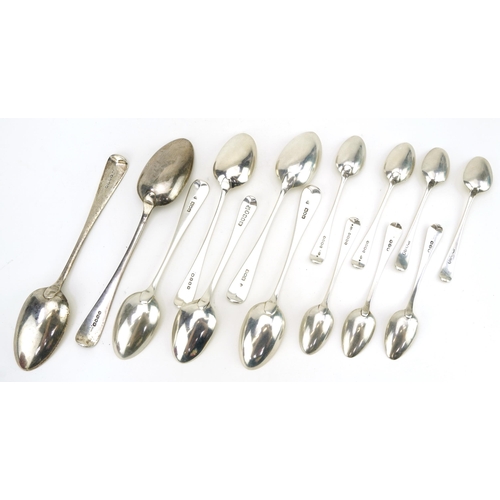 137 - Collection of Georgian and later silver spoons, various hallmarks, the largest 22cm in length, total... 