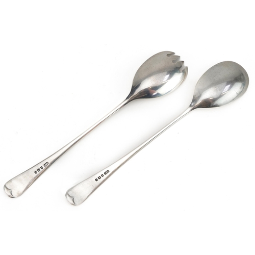 236 - Russell's Ltd, pair of George V silver salad servers, 23cm in length, 106.2g