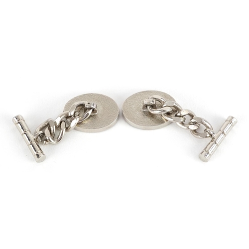 2342 - Pair of white metal Royal Ascot cufflinks with box, 1.6cm wide