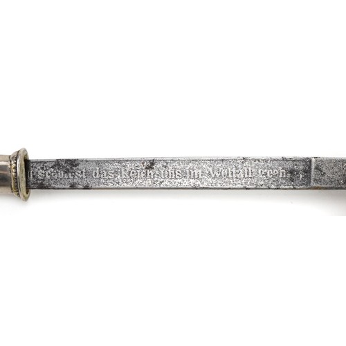 1538 - Two military interest letter openers in the form of miniature swords with scabbards including a Germ... 