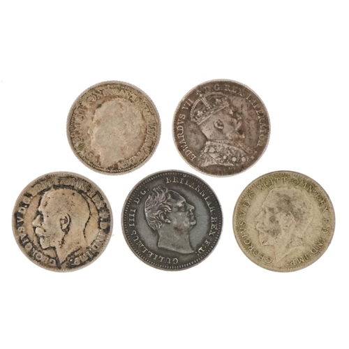 1573 - William IV and later silver coinage including 1837 Maundy threepence