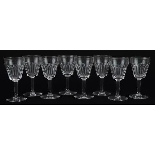 469 - Set of eight good quality cut glass cordial glasses, each 12cm high