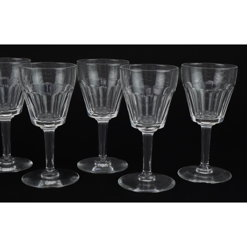 469 - Set of eight good quality cut glass cordial glasses, each 12cm high