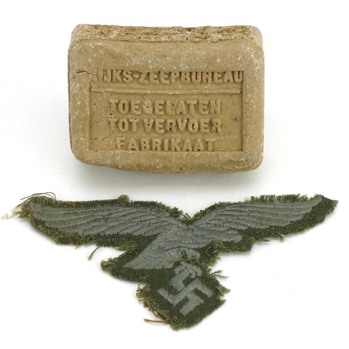 1550 - German military interest cloth badge and a bar of soap