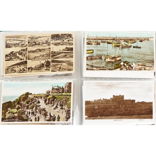 1614 - Collection of topographical social history postcards arranged in three albums including street scene... 