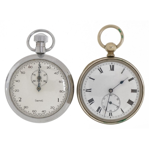 2382 - Two gentlemen's open face pocket watches comprising Smiths and an Argentan example engraved Beaucour... 