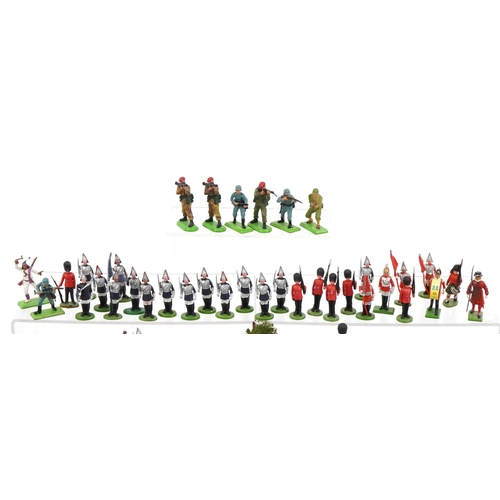 1465 - Collection of vintage and later diecast vehicles and hand painted soldiers including Britains, Corgi... 