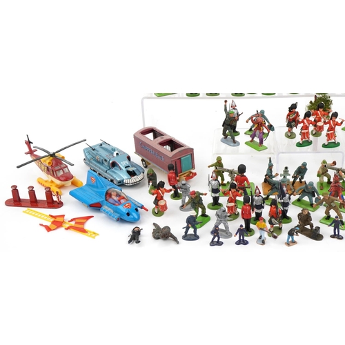 1465 - Collection of vintage and later diecast vehicles and hand painted soldiers including Britains, Corgi... 