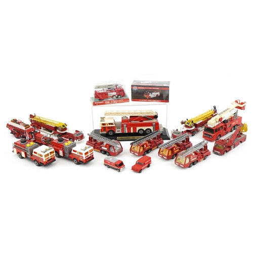 1477 - Collection of vintage and later model fire engines, predominantly diecast, including Dinky, Matchbox... 